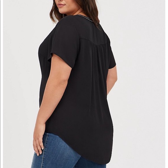 TORRID GEORGETTE EMBELLISHED BLOUSE - BLACK NWTs - Picture 4 of 10